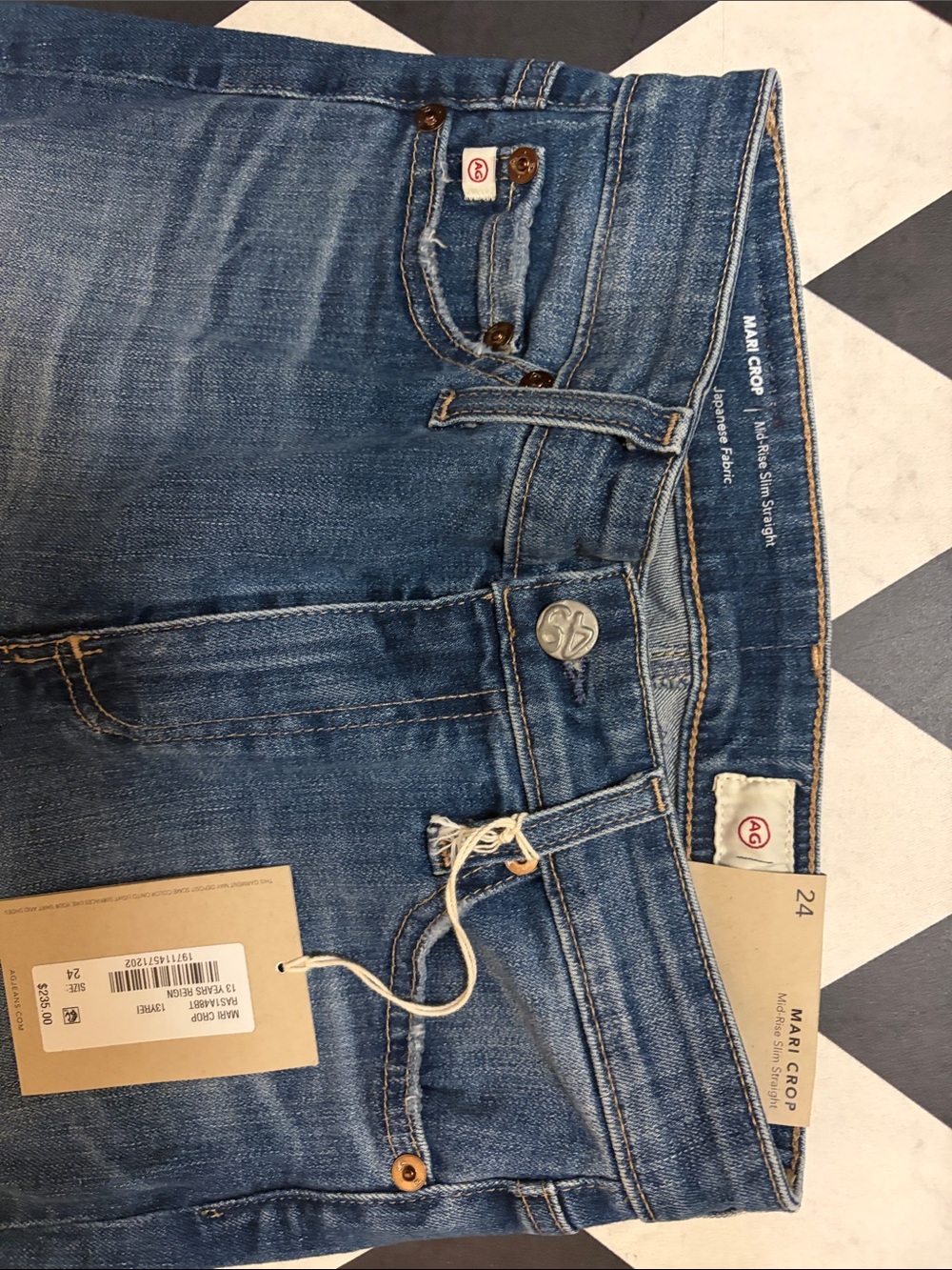 Ag Adriano Goldschmied Women's Blue Slim Straight Jeans 13 Years Reign size 24 - Picture 3 of 7